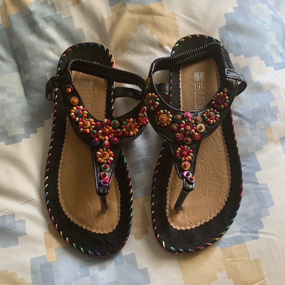Multicolor Beaded Women's Sandals